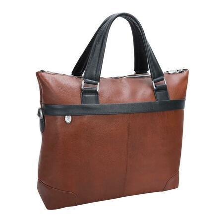 A1 LUGGAGE 15 in. U Series Eastward Leather Two-Tone Laptop & Tablet Briefcase, Brown A13043790